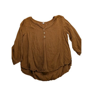 old navy mustard orange long‎ sleeve peasent top size XL henley